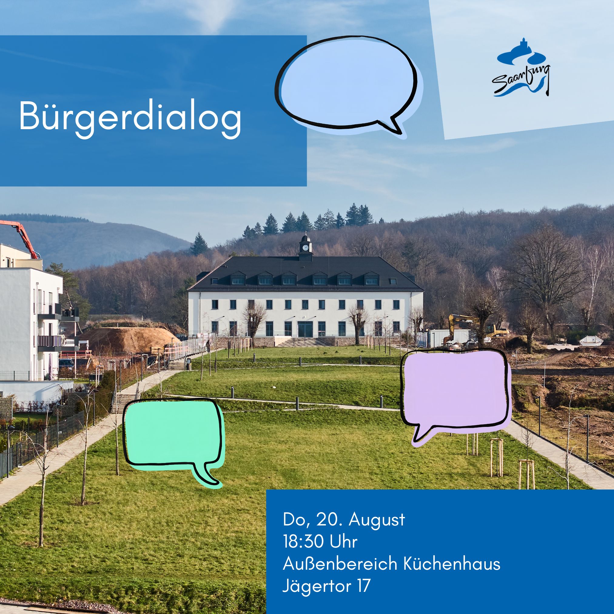 JAZ wird mit Grünzug gezeigt, Bubbles, die einen Dialog symbolisieren, werden gezeigt